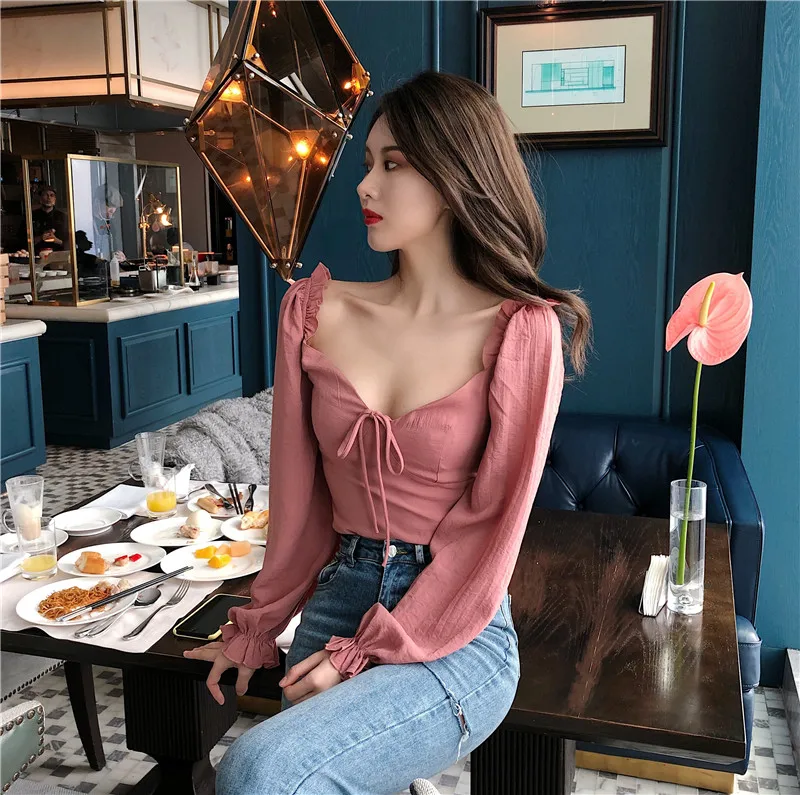 Blusas mujer de moda 2021 Брендовые женские блузки на весну и лето женский укороченный топ с