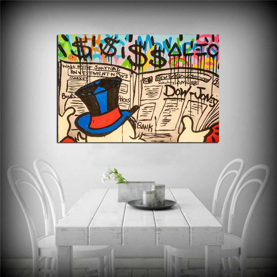 Alec Monopolys Read Newspaper HD Wall Art Canvas Poster Print Painting Decorative for Office Living Room Home Decor | Дом и сад