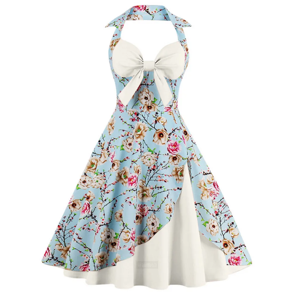 Женское винтажное платье в стиле рокабилли с V образным вырезом|Женские платья| |