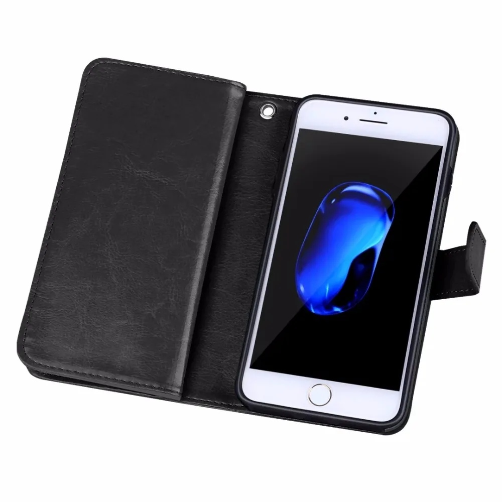 2 в 1 Магнитный кошелек из искусственной кожи чехол s для Galaxy S8 S9plus s7 edge/iphone X 5 6 6s 7 8plus 9 Слот для карт съемный магнитный чехол