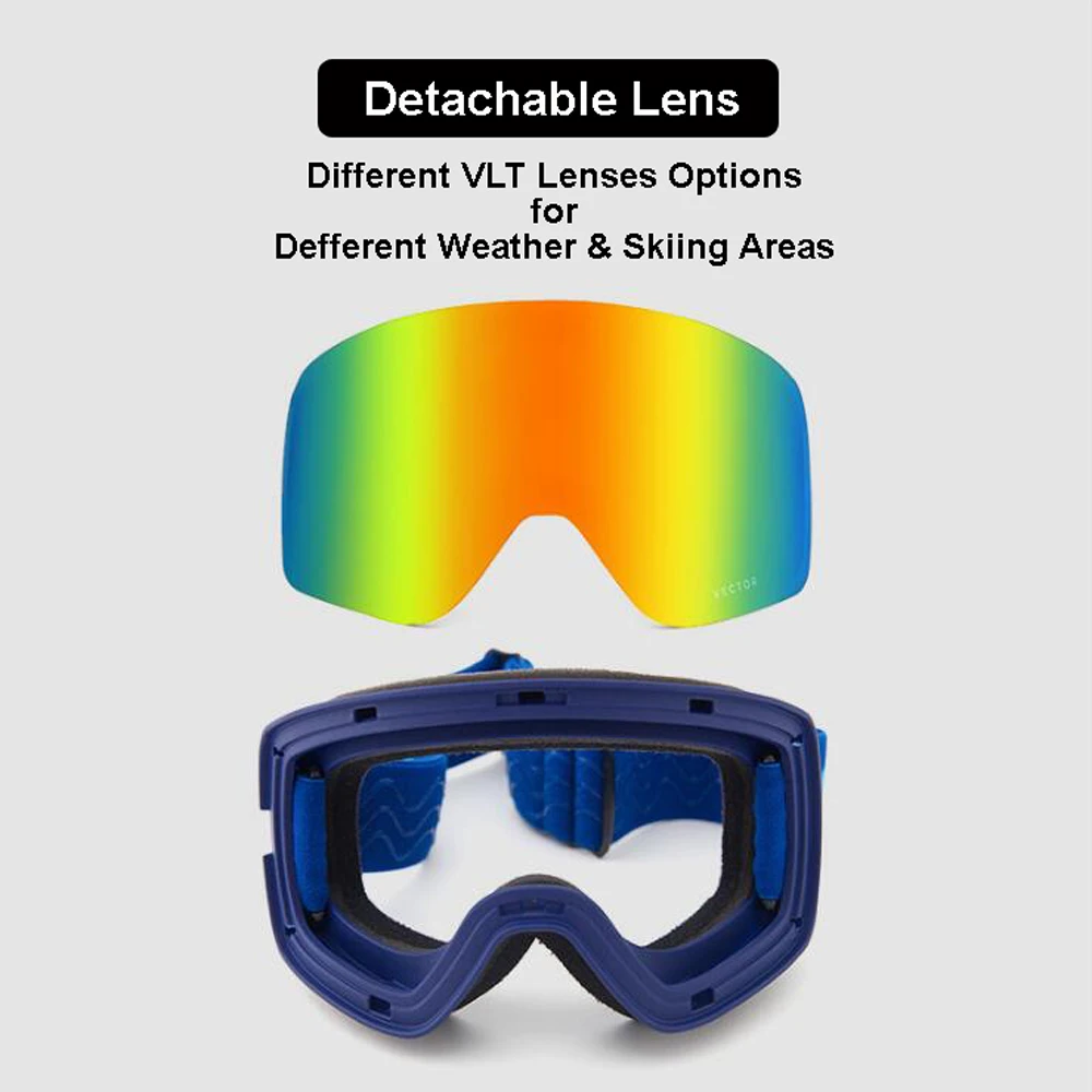 Цилиндрические лыжные очки незапотевающие двухслойные линзы UV400 съемный