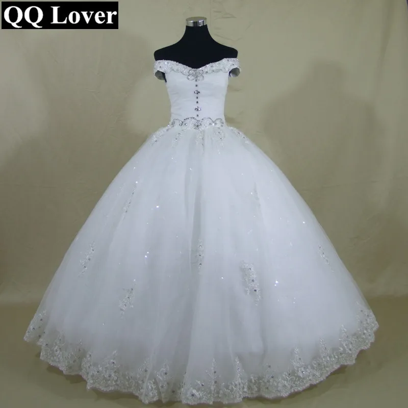 

Новинка 2019 г., бальное платье QQ Lover с открытыми плечами и бусинами, свадебное платье на заказ, свадебное платье