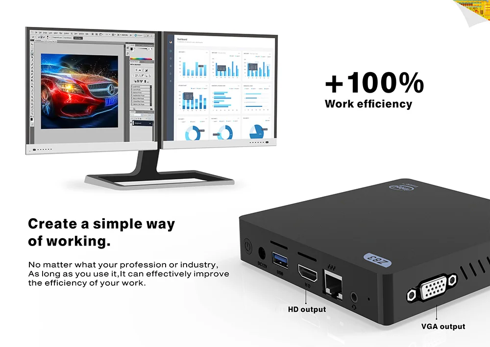 Z83-V мини-ПК Windows 10 Intel Atom X5-Z8350 Intel HD graphics 400 2,4 ГГц 5,8 ггц WiFi 1000 м USB3.0 BT4.0 мини настольный компьютер