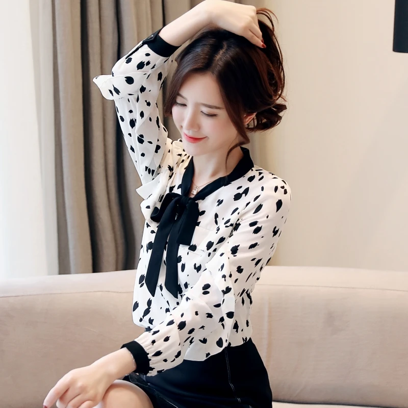 Женские топы женские блузки рубашки и с длинным рукавом Свободная шифоновая