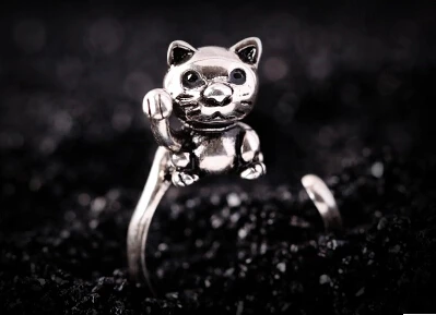 Wholesale Newest Fashion Retro Animal Jewelry Pet Lucky Cat Ring Couple Transport Finger Creative Birthday Gift-12Pcs /Lot | Украшения и