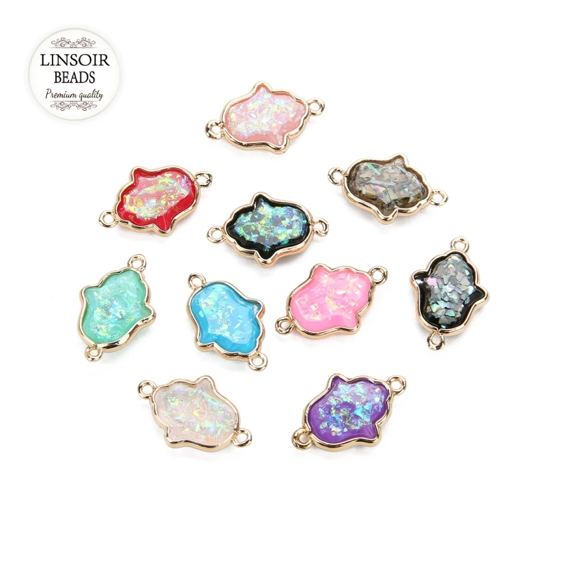 Оптовая продажа 5 шт. Подвески с двумя отверстиями Хамса защитный амулет в виде