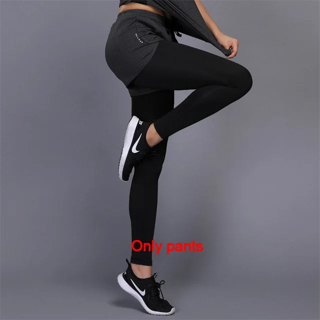 Gray pants Yoloey, быстросохнущая спортивная одежда, леггинсы для спортзала, женская футболка, костюм, трико для фитнеса, спортивный костюм, набор для бега, йоги, женский спортивный костюм - Цвет: Gray pants