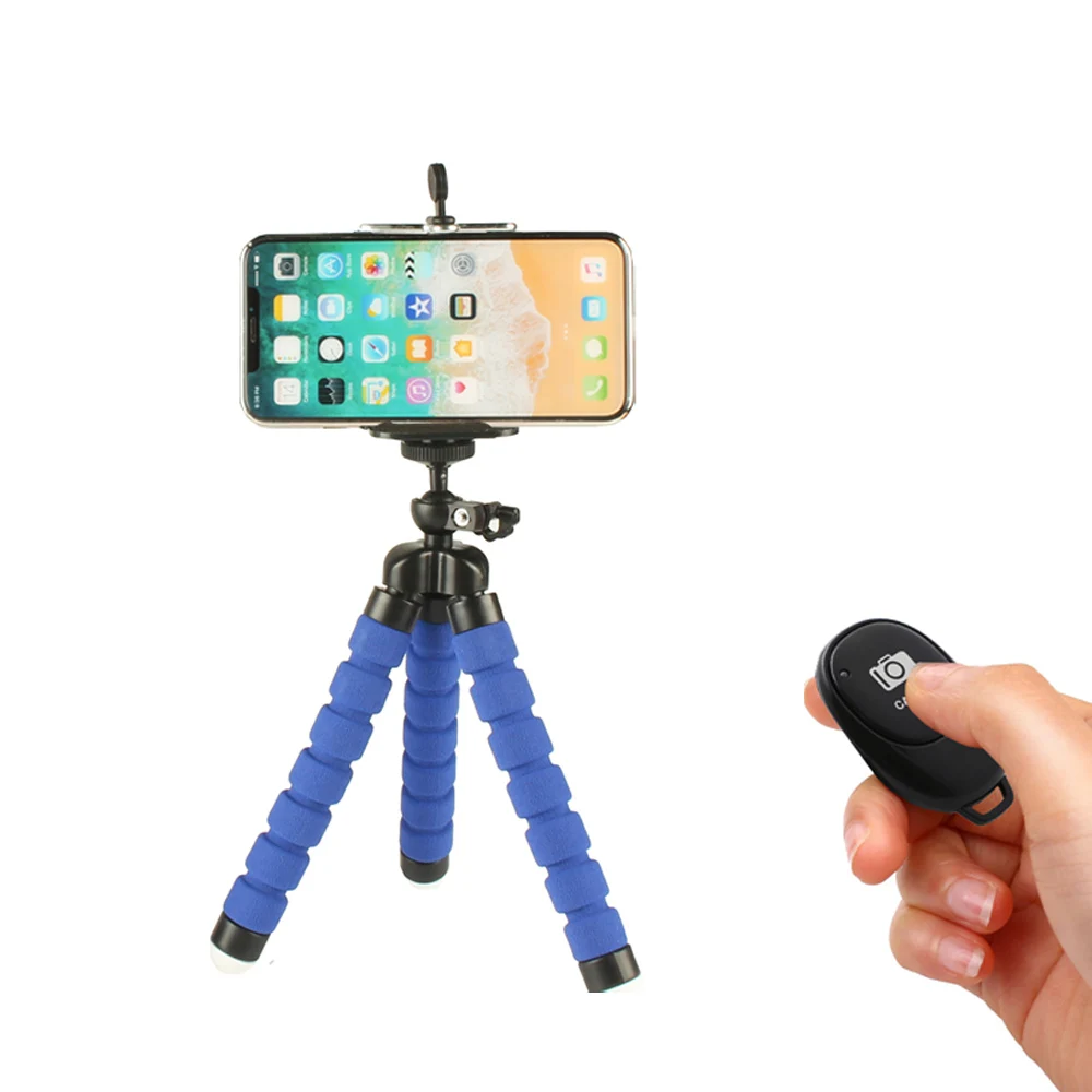 Blue and Bluetooth Мини Гибкий штатив Осьминог легкий Настольный держатель с зажимом для телефона для samsung Galaxy A10 A20 A30 A50 A60 A70 S10 E Note 10 - Цвет: Blue and Bluetooth