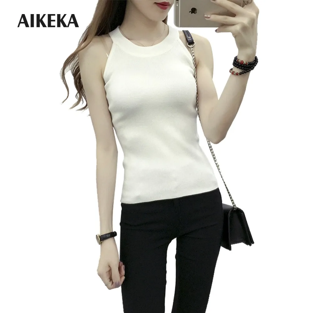 2017 осень-зима Для женщин топ плотно дна тонкий все матч жилет без рукавов