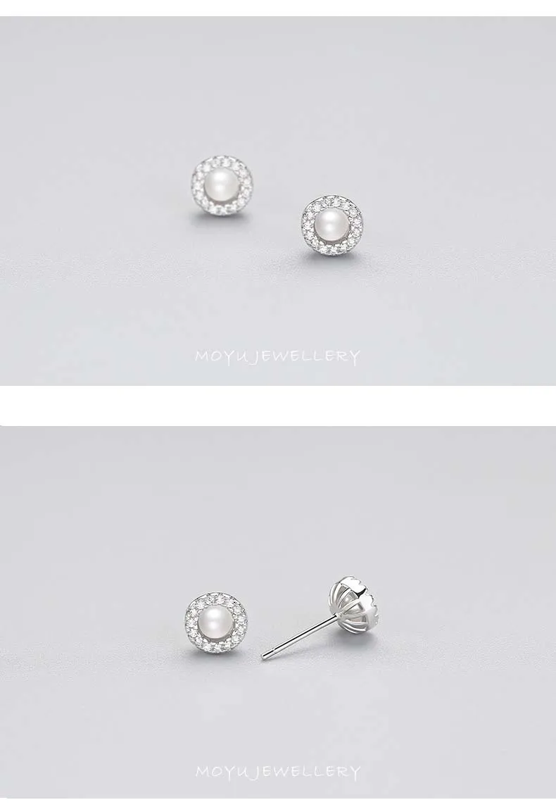 Женские серьги-гвоздики из серебра 925 пробы с искусственным жемчугом