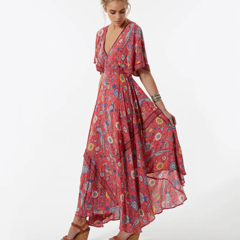 2017 Vestido длинное платье с цветочным принтом в стиле ретро чешские Макси