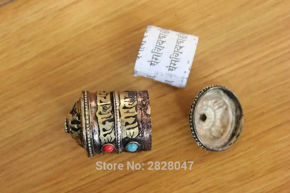 PN982 ручной работы непальская этнический Тибетский латунный Ом мани падме хм 24 мм