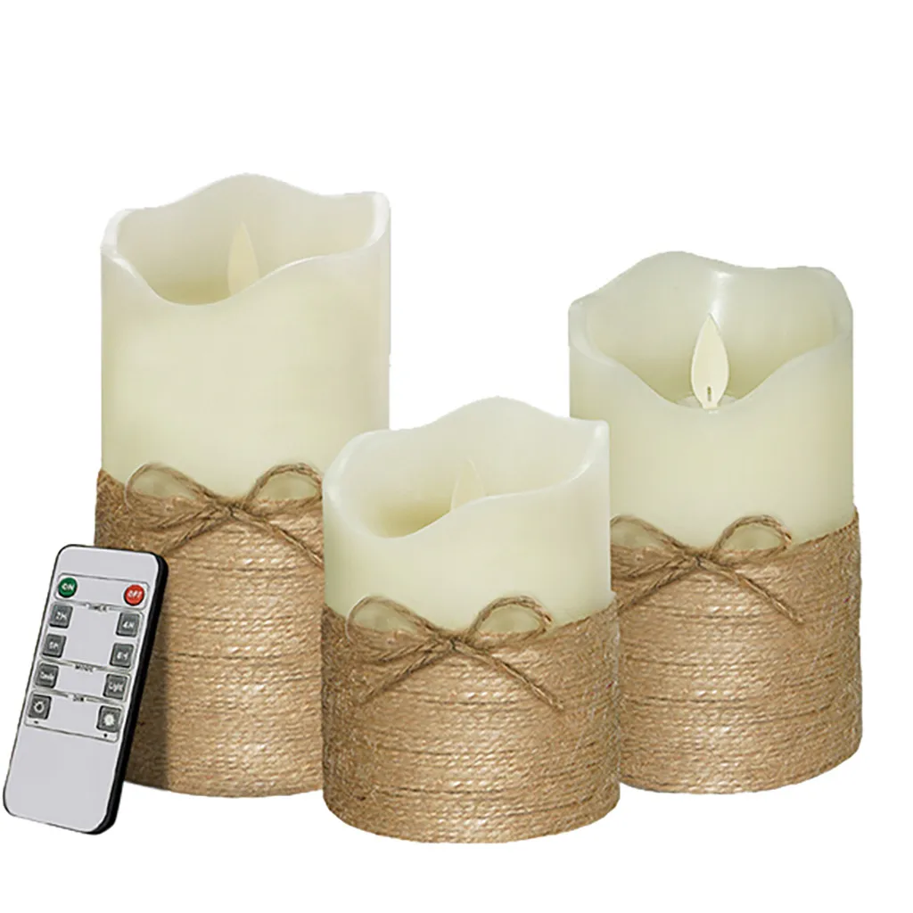 Беспламенный Электрический парафин воск Светодиодная свеча лампа Свадебная