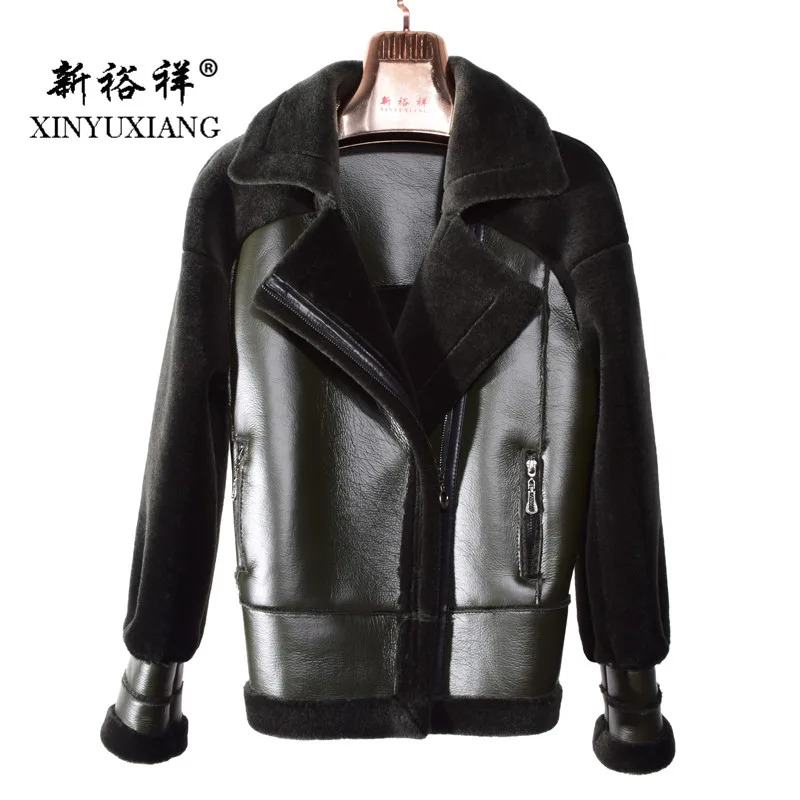 XINYUXIANG хит продаж 100% овечья стрижка пальто с мехом для женщин толстый теплый мех
