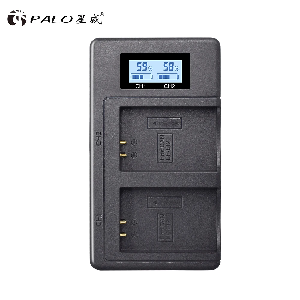 PALO LP-E12 LPE12 LP E12 lcd USB двойное зарядное устройство для canon EOS M M10 M50 M100 M100D Rebel SL1 Kiss X7 камера