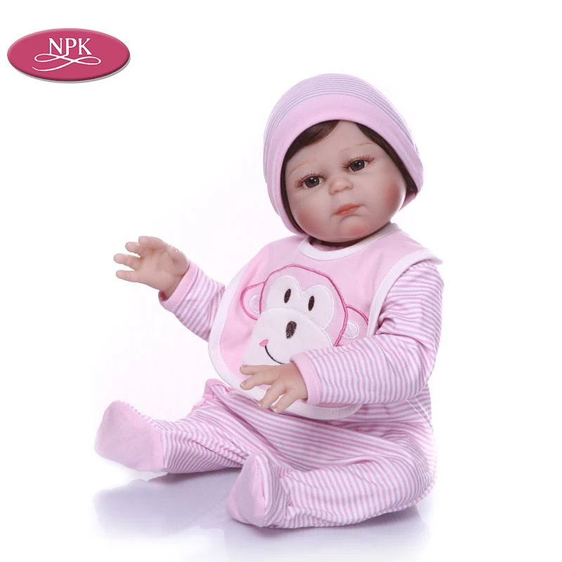 NPK 19 дюймов силиконовая кукла Reborn Baby Girl Мягкая виниловая Реалистичная Bonecas для