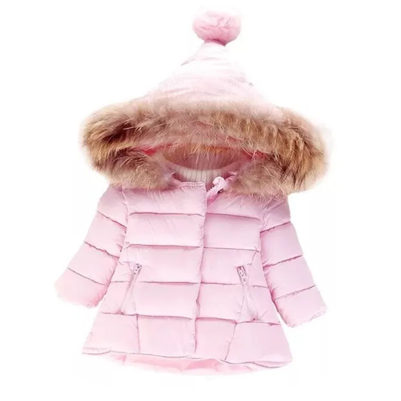 pink Зимние пальто для маленьких девочек модная верхняя одежда для детей, детские куртки с длинными рукавами теплое пальто с капюшоном От 1 до 6 лет - Цвет: pink
