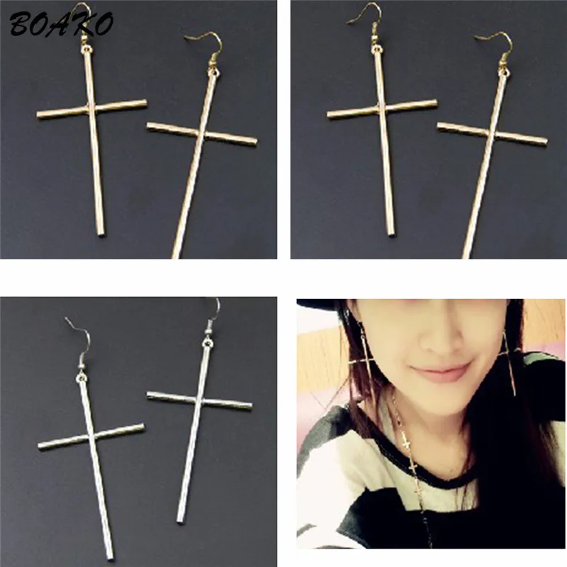 BOAKO, большие серьги с крестом, винтажные, Boho, массивные серьги,, Хит, модные ювелирные изделия, Brincos, висячие серьги, Букле д 'Орель