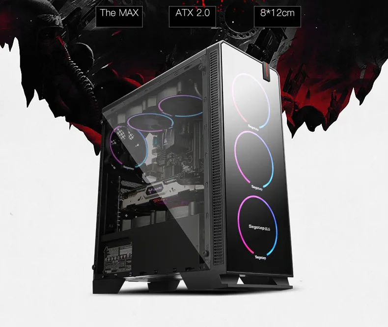 Easy DIY Mid-Tower ATX Computer Case USB3.0 Gaming Gamer Mute Side Transparent Desktop Cases Support M-ATX/ ITX Motherboard
