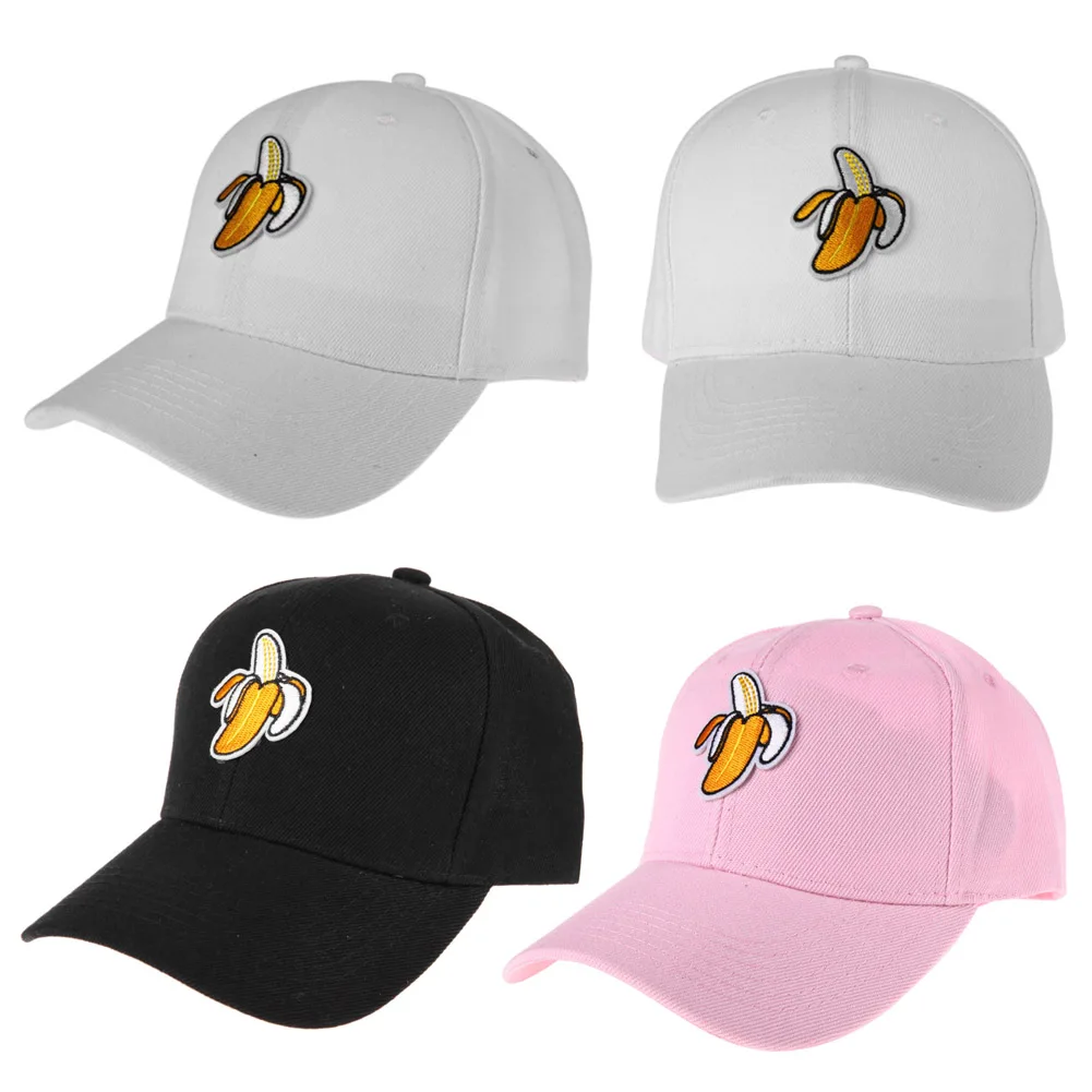 Мода банан вышивка Бейсбол Кепки Унисекс Сплошной Snapback Шапки Регулируемый Хип