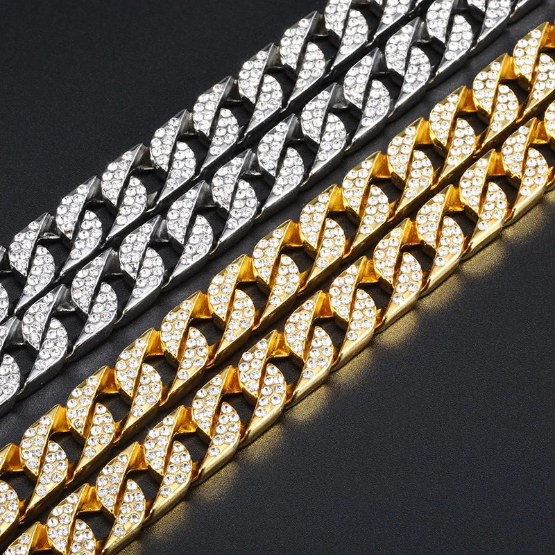 LANCHXIDY Hip Hop Men Necklace High Quality Big Gold Silver Crystal Cinnamon Chain Necklaces Cool Personality Trendy Jewelry | Украшения и