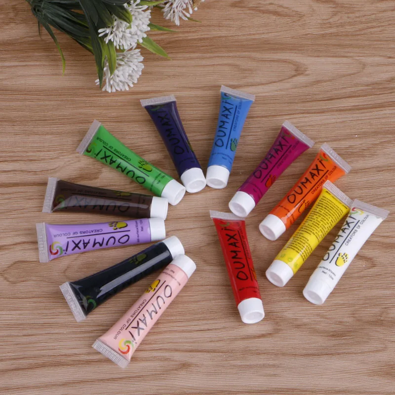 12 цветов 3D краски для ногтей трубка рисования акриловый наконечник дизайна УФ