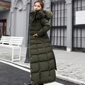 Зимний женский пуховик, Женское пальто, толстый теплый длинный пуховик, женская верхняя одежда, Модный зимний женский пуховик с капюшоном