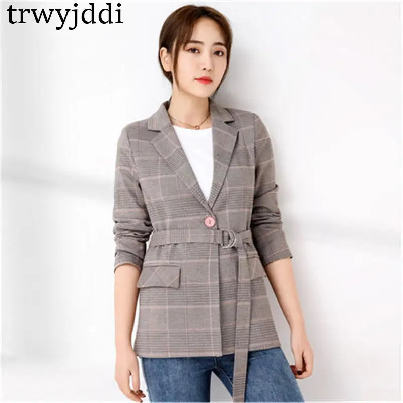 2020 женская одежда офисные клетчатые костюмы куртки модная новинка Весна Осень