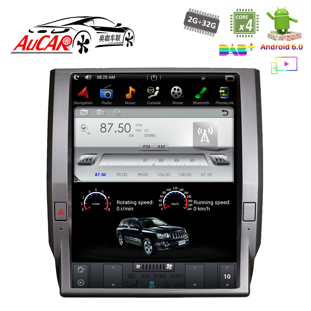 

Vertical Screen Tesla Style 12.1 Inch android 6.0 Touch Screen Car DVD Player For Toyota Tundra 2014 - 2017 Radio GPS Navigation