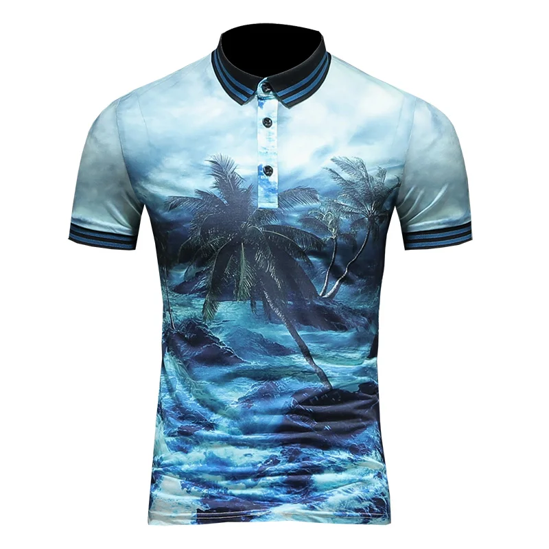 

2019 summer men lapel POLO short-sleeved shirt printing qiantang qt2009 article number T327 P75