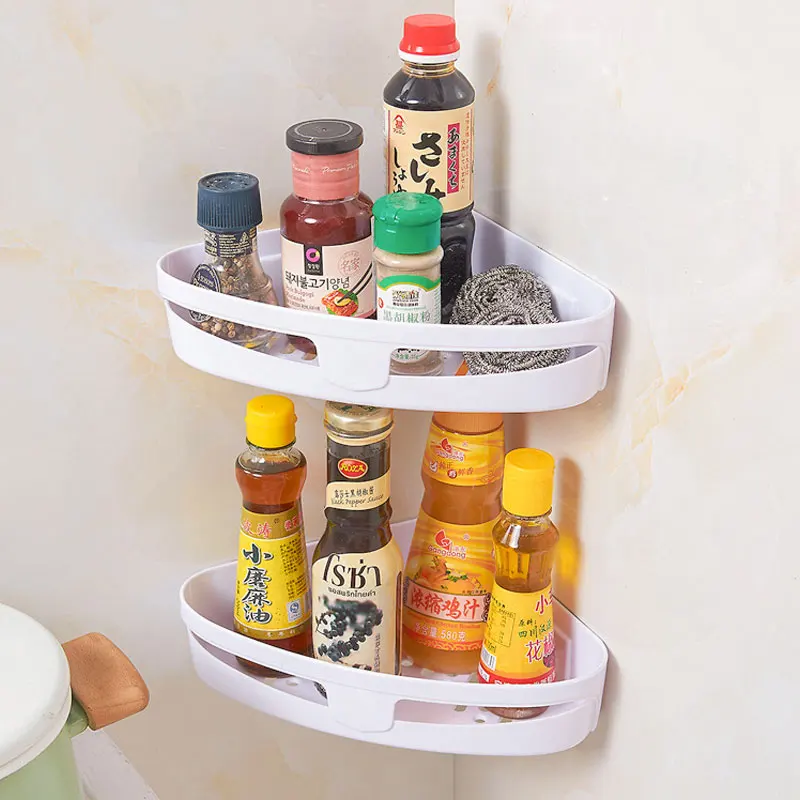 Пластиковые полки для ванной комнаты настенная угловая присоска хранения