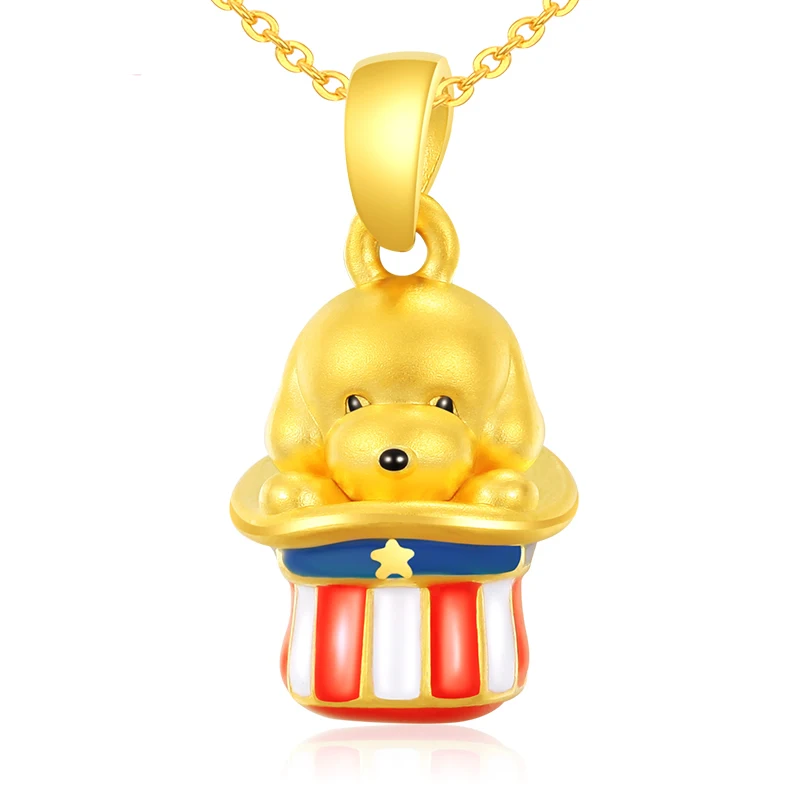 

Pure 999 Yellow gold Zodiac Dog pendant Lucky 3D cute dog Pendant 1.8g