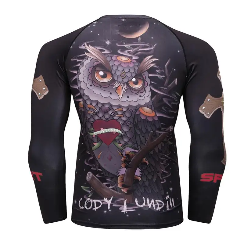 Мужская компрессионная рубашка Rashguard с длинным рукавом и 3D принтом Jiu Jitsu футболки