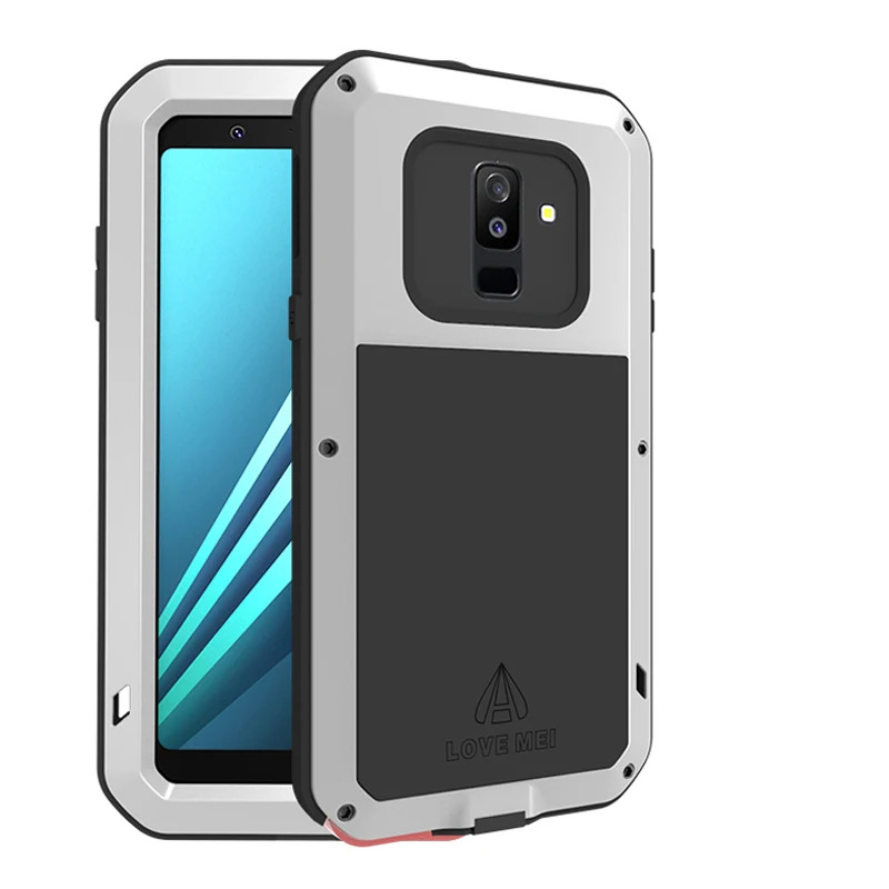 Чехол Love Mei Defender для Samsung Galaxy A6 Plus 2018 водонепроницаемый, ударопрочный, броня тяжелой нагрузки, закаленное стекло.
