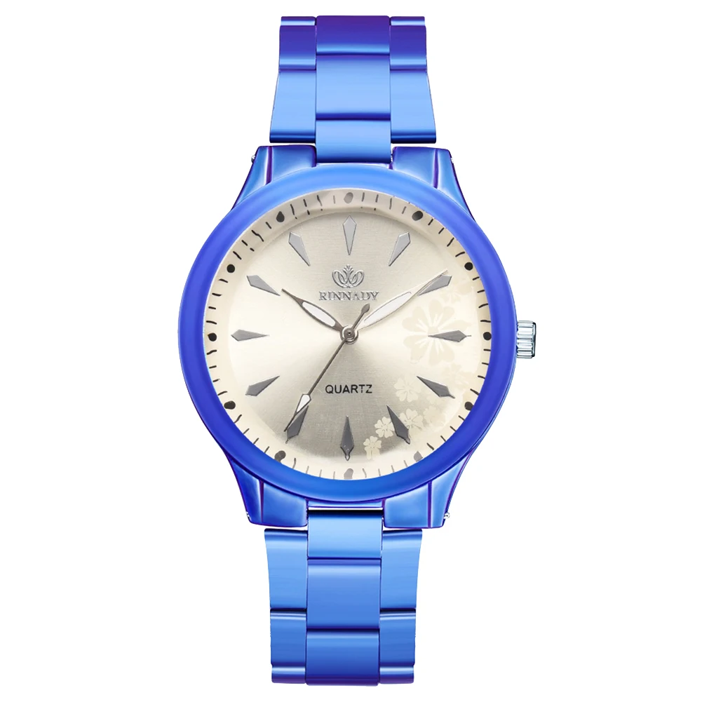 Популярные Модные Аналоговые с круглым циферблатом цветочным принтом из сплава