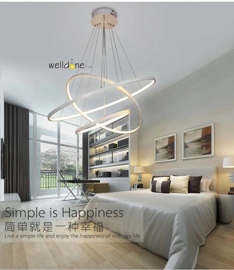 Современные подвесные светильники с круглыми кольцами для гостиной столовой