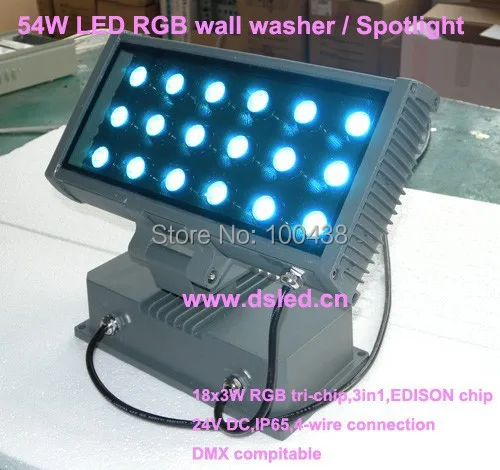 

Waterproof,high quality,54W outdoor LED RGB floodlight,LED RGB wall washer,DMX compitable,18*3W RGB 3in1,24V DC,DS-T20B-54W-RGB