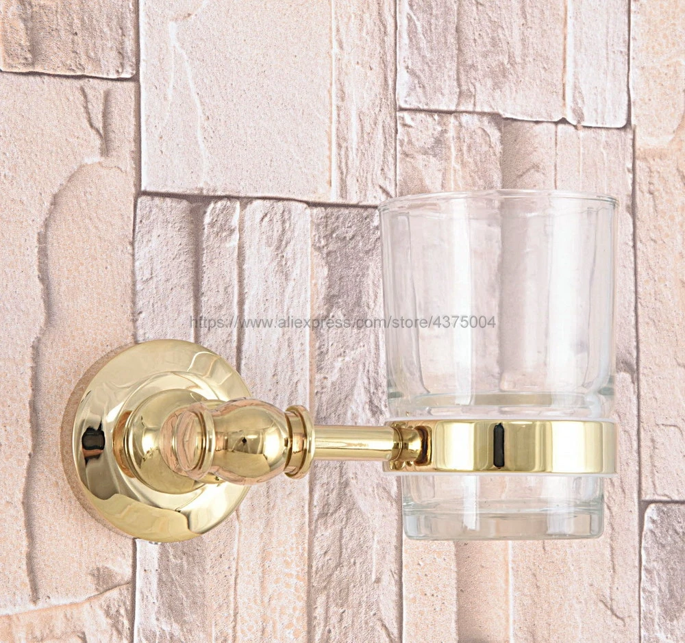 Золотистые Латунные настенные чашки и держатели держатель для зубной щетки