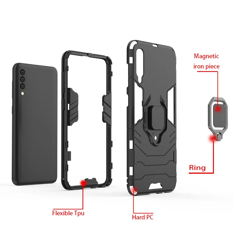 Armor Ring Case For Samsung Galaxy A50 case Magnetic Car Hold Shockproof Soft Bumper Cover A40 A30 A70 A10 A80 | Мобильные телефоны