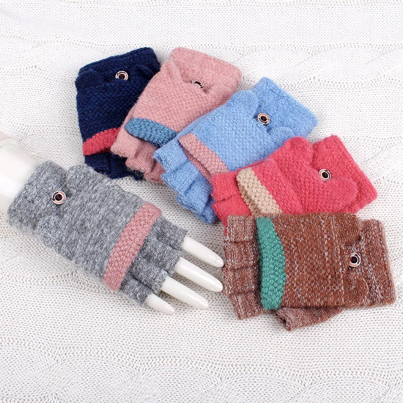 REALBY/зимние перчатки без пальцев для взрослых девочек брендовые милые теплые