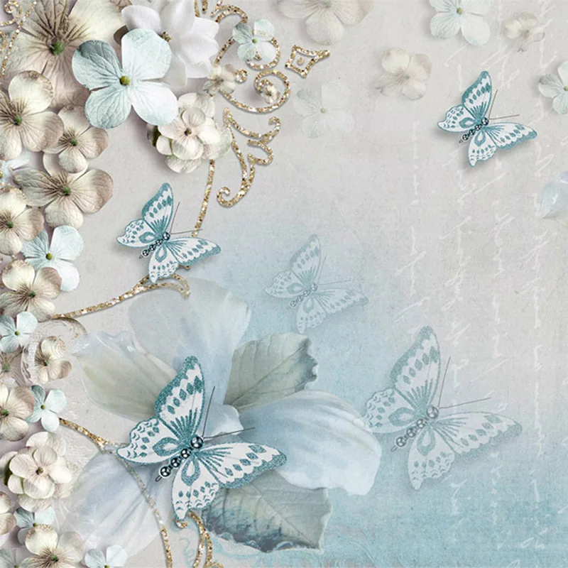 Фотообои на заказ 3D средиземноморский цветок бабочка ювелирное украшение ТВ фон