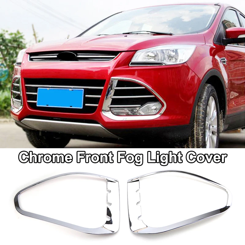 front foglight cover Для Ford Escape Kuga 2013 хромированный передний задний противотуманный светильник, дверная ручка, Накладка для кузова, отделка, украшение автомобиля - Цвет: front foglight cover