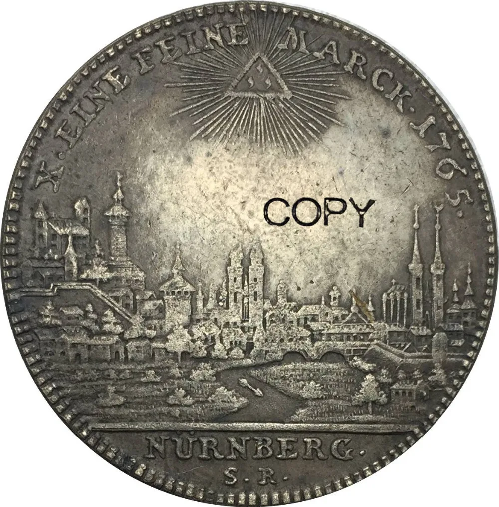 Немецкие штаты, свободный Императорский город нурнберга 1 Талер 1765 SR Мельхиор покрытый серебром копия монет