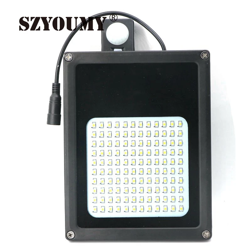 SZYOUMY 6000 mah 120 светодиодный s 3528 SMD светодиодный солнечный свет 6 в 6 Вт солнечная панель датчик движения светодиодный прожектор для внутреннего наружного 1000 люмен
