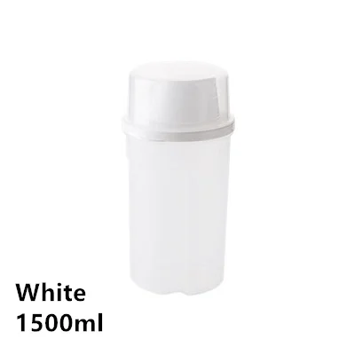 White 1500ml Зерновой герметичный ящик для хранения банок бытовой кухонный пластиковый покрытый прозрачной баночкой лапша разные баночки для хранения зерна - Цвет: White 1500ml