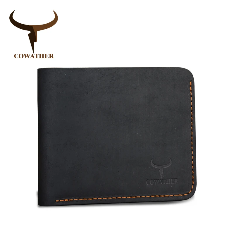 Cowather crazy horse кожа мужчины кошельки vintage подлинная кошелек кожаный для мужчин ковбой верхняя кожа тонкий поставить