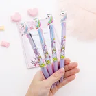 Креативный, милый, мультяшный с единорогом, 3 цвета, 6 цветов, короткая и толстая шариковая ручка, школьные принадлежности, Подарочные канцелярские принадлежности
