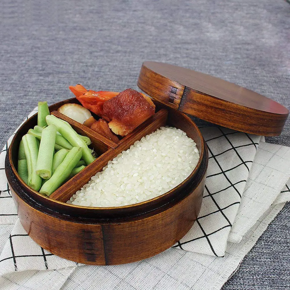 HCH-японские Bento коробки деревянный Ланч-бокс суши портативный пищевой контейнер деревянный пищевой контейнер