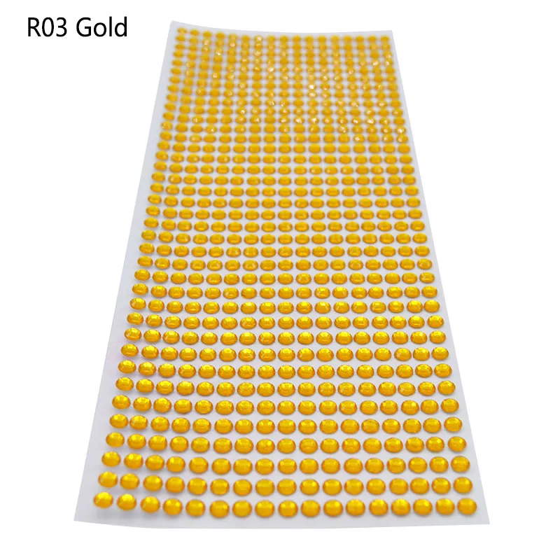 R03 Gold 3 мм, 4 мм, 5 мм, 6 мм/лот самоклеящиеся стразы, акриловые наклейки, сделай сам, наклейка для скрапбукинга, наклейки для ПК/мобильного декора, блестящие камни для рукоделия - Цвет: R03 Gold