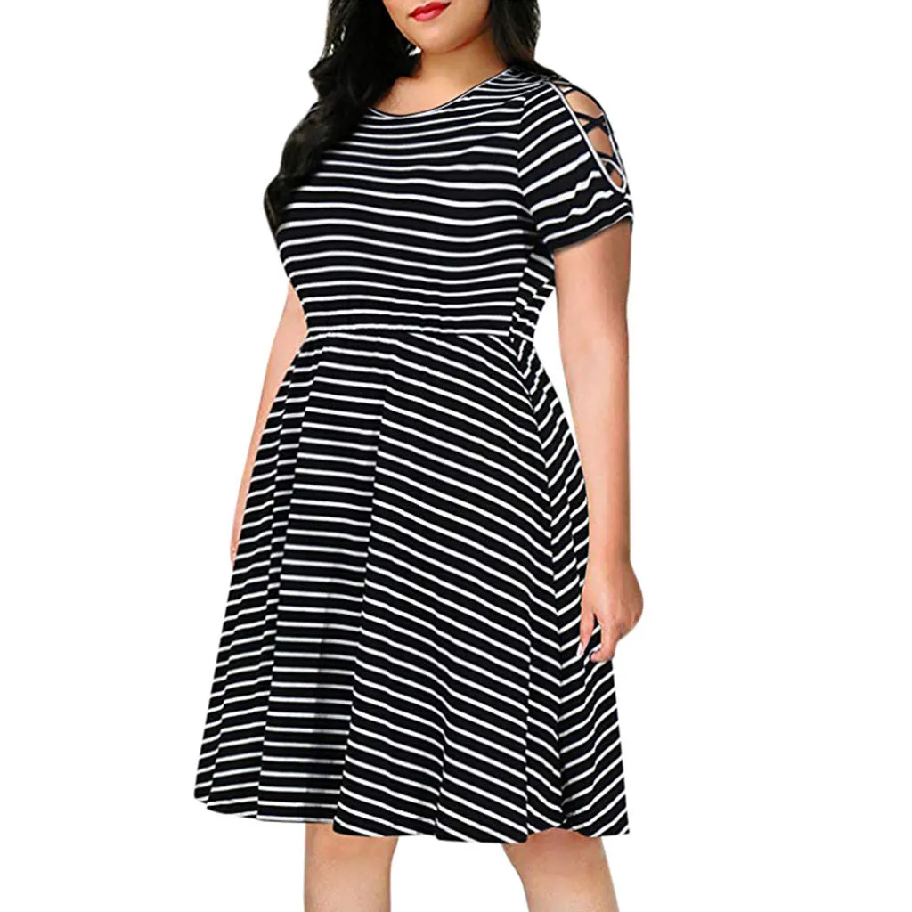 Летние Платья повседневные с рукавами миди женские коротким рукавом овальный